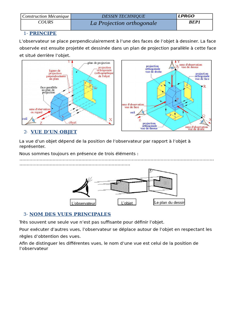 Différentes vues en dessin technique | PDF | Dessin technique