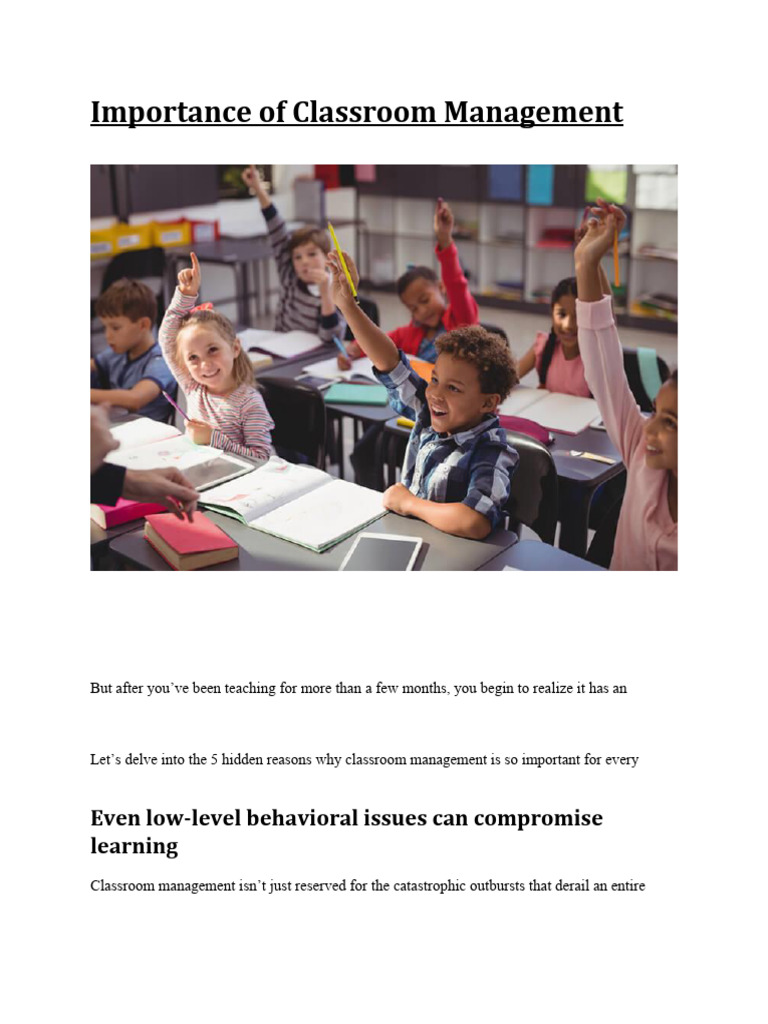 Importance of Classroom Management | PDF | Classroom Management | Learning