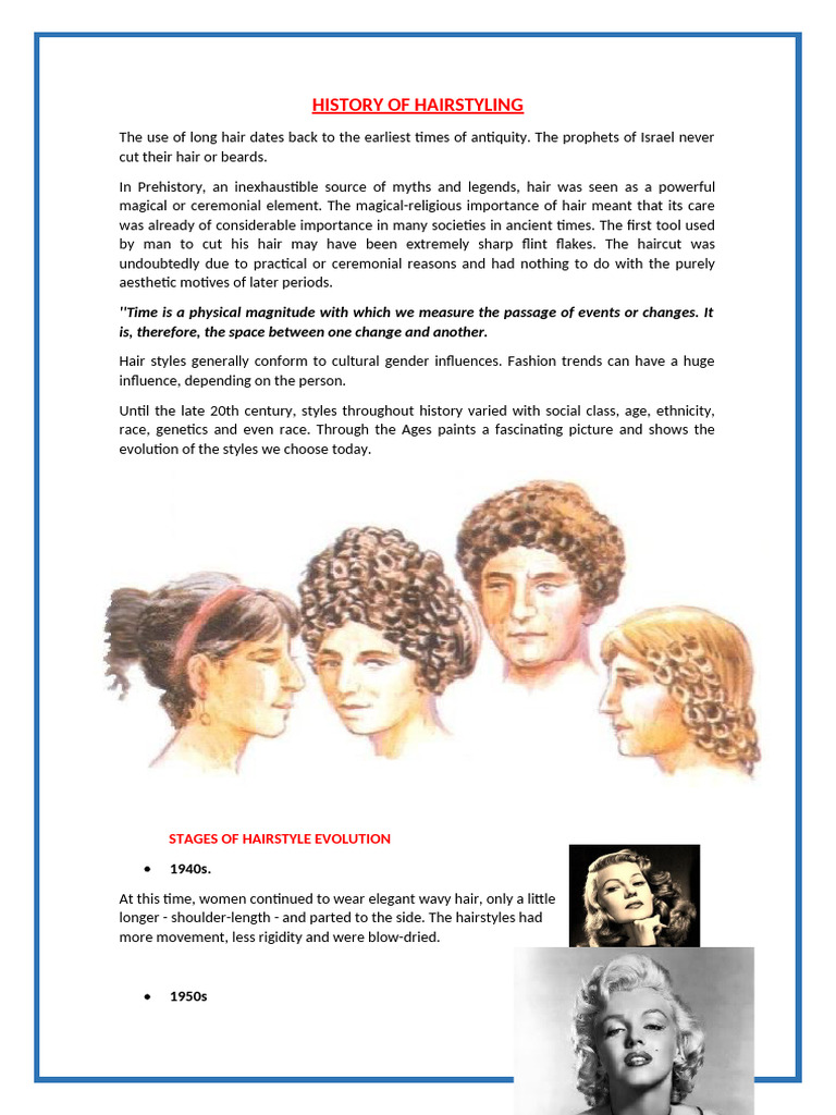 Evolution of Hairstyling Through History | PDF | Hairstyle | Hair
