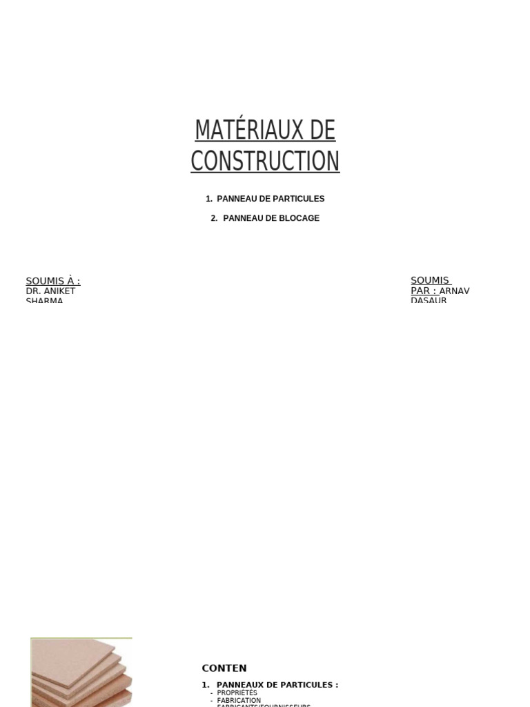 Matériaux de construction : panneaux et caractéristiques | PDF | Bois ...