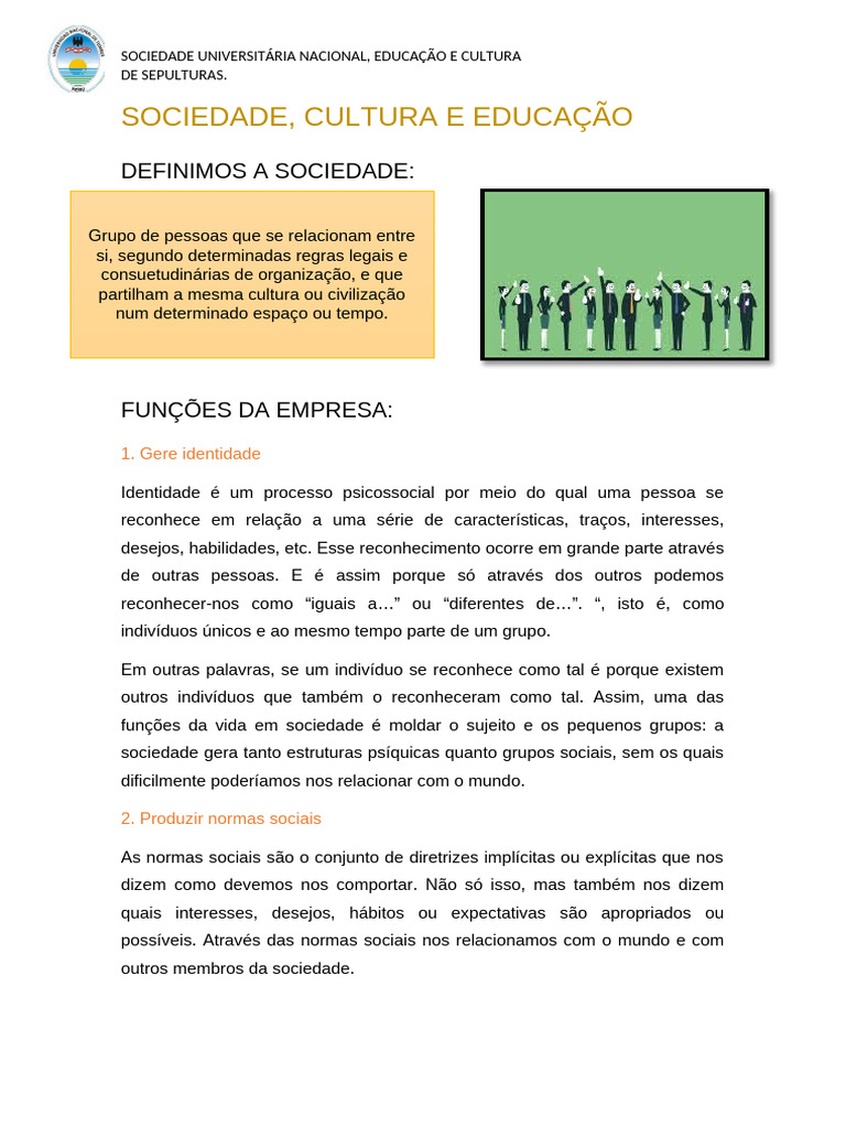 Educação, Cultura e Sociedade | PDF | Sociedade | Família