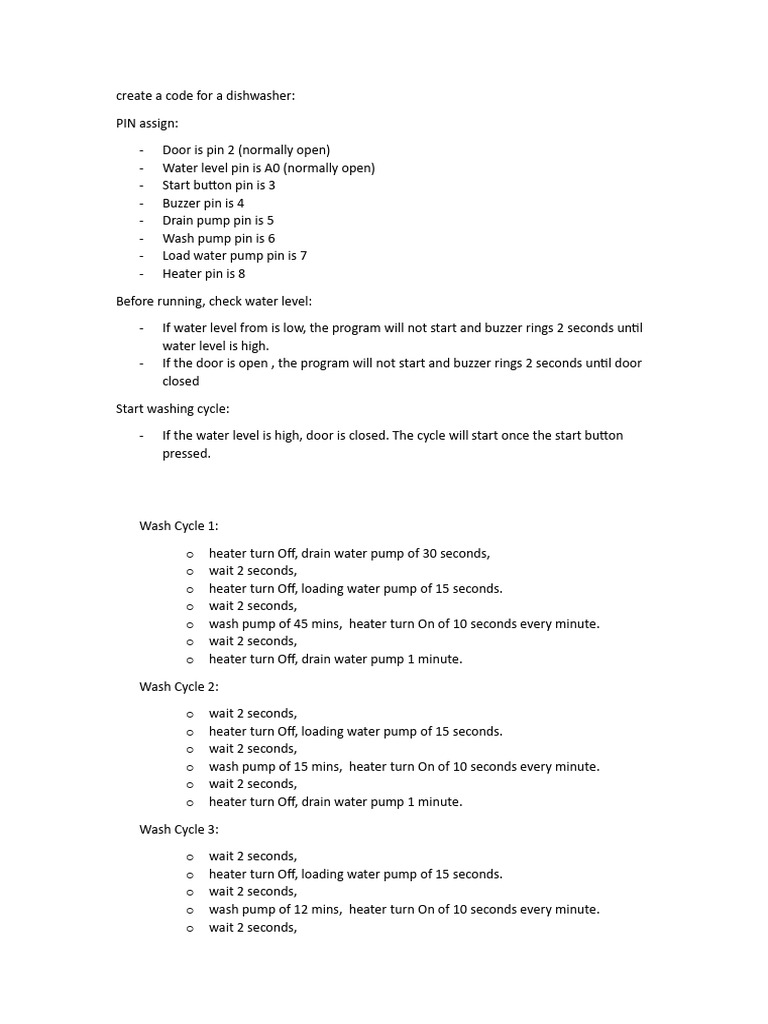 Dishwasher Code and Wash Cycles Guide | PDF