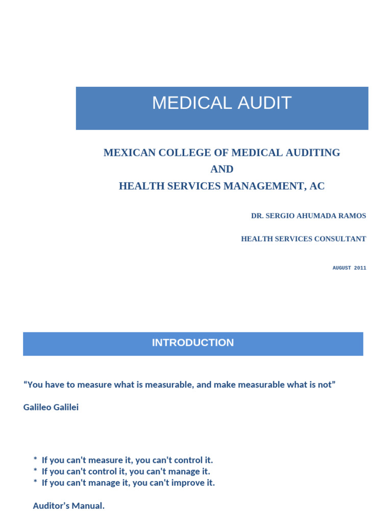 Medical Audit Overview and Principles | PDF | Audit | Health Care