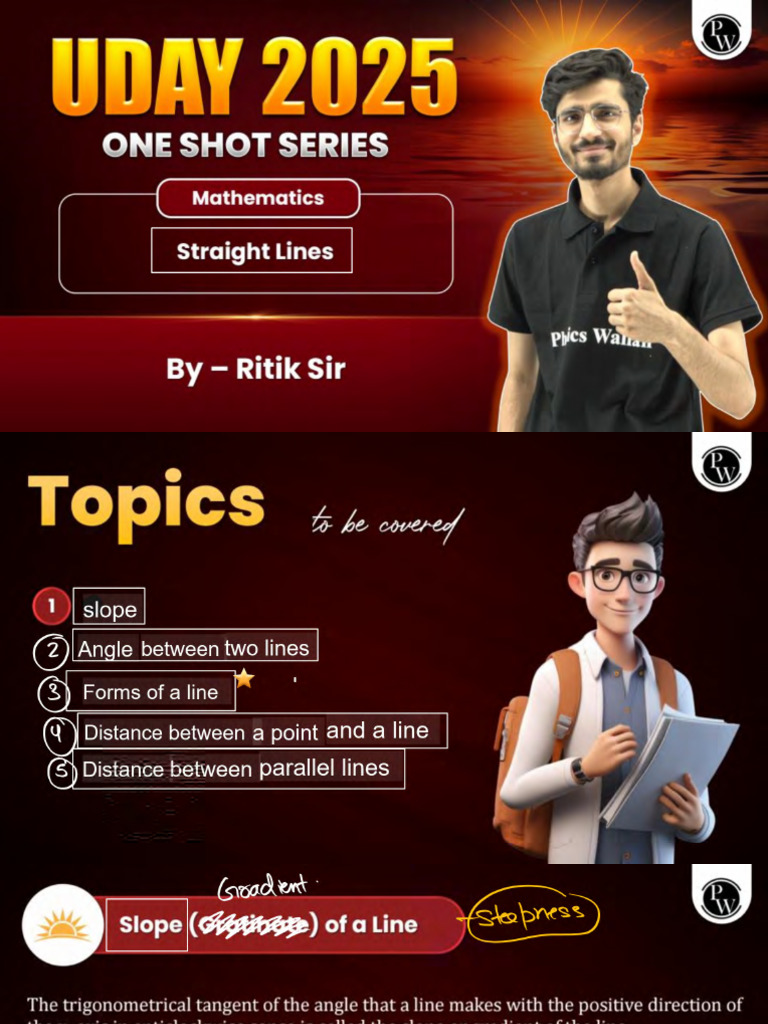 Straight Lines - Class Notes - Uday Titans | PDF