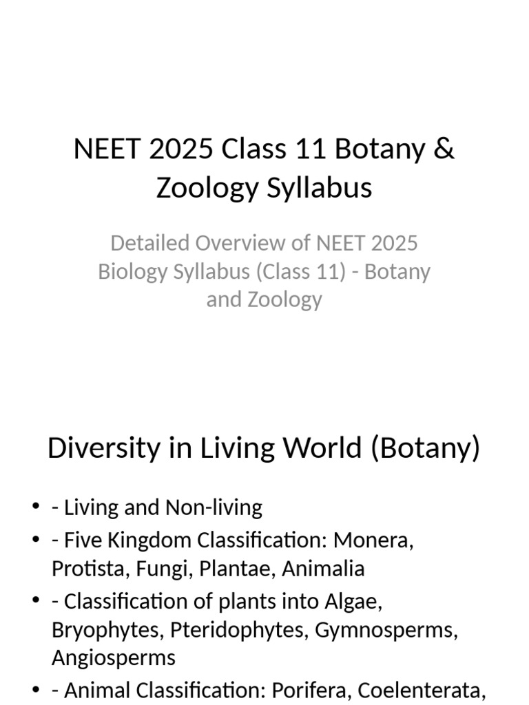 NEET 2025 Botany Zoology Syllabus | PDF