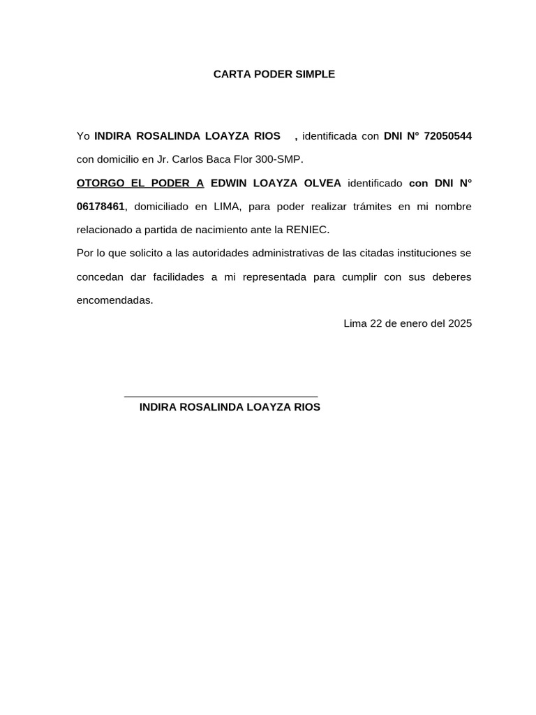 Carta Poder y Solicitud de Inspección | PDF