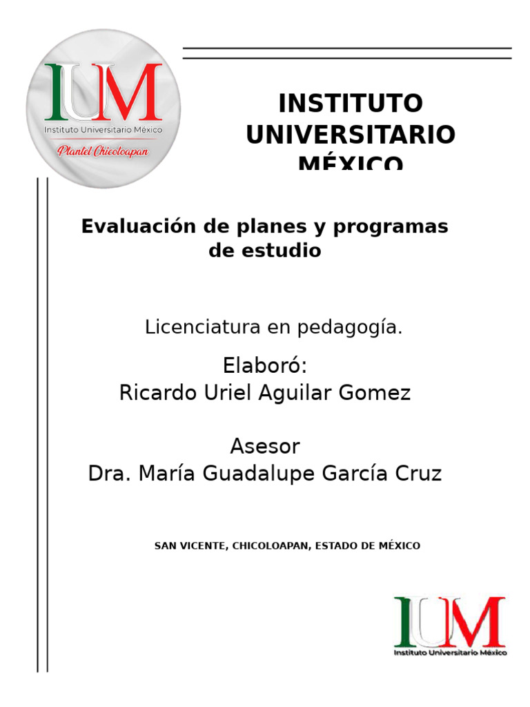 Evaluación de Planes de Estudio en Pedagogía | PDF | Plan de estudios ...