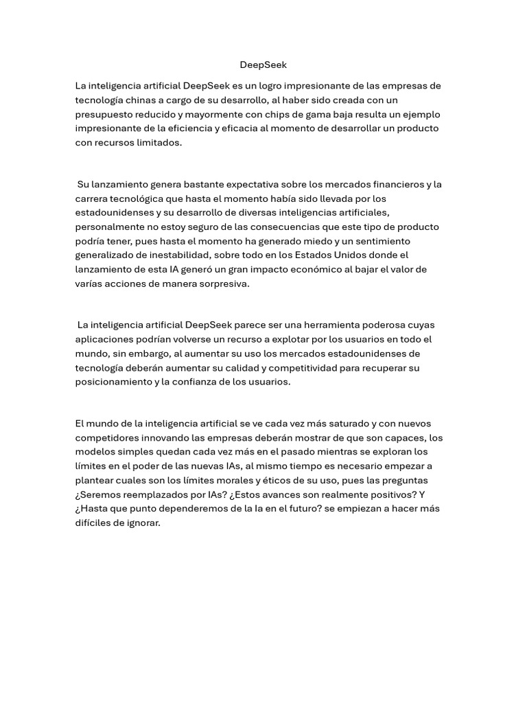 Impacto de DeepSeek en el Mercado Global | PDF