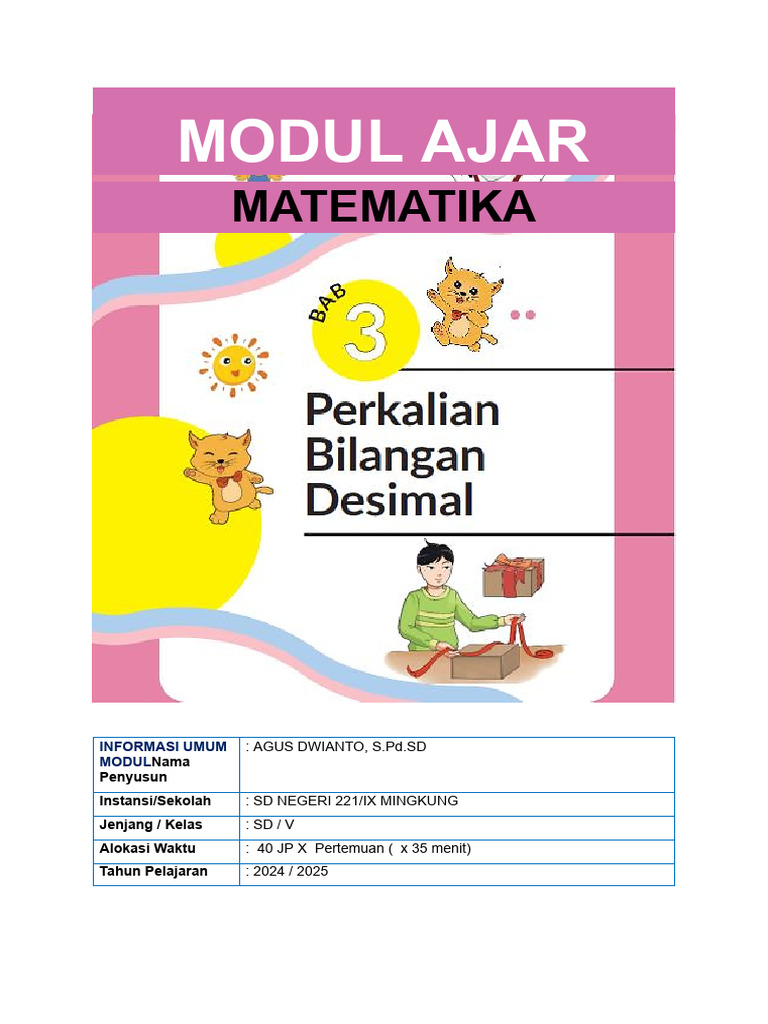 Modul Ajar Matematika Kelas V SD | PDF