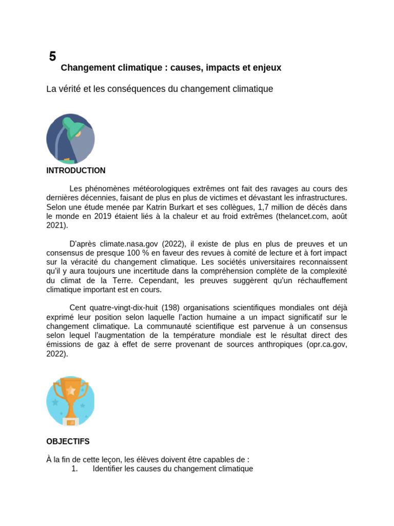 Changement climatique : causes et impacts | PDF | Changement climatique ...