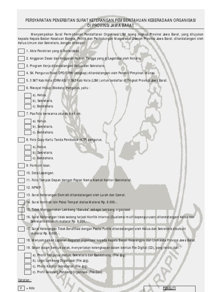 Persyaratan Penerbitan Skpko Ormas Dan Lsm
