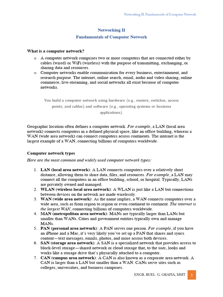 Fundamentals of Computer Network | PDF | Computer Network | Network ...