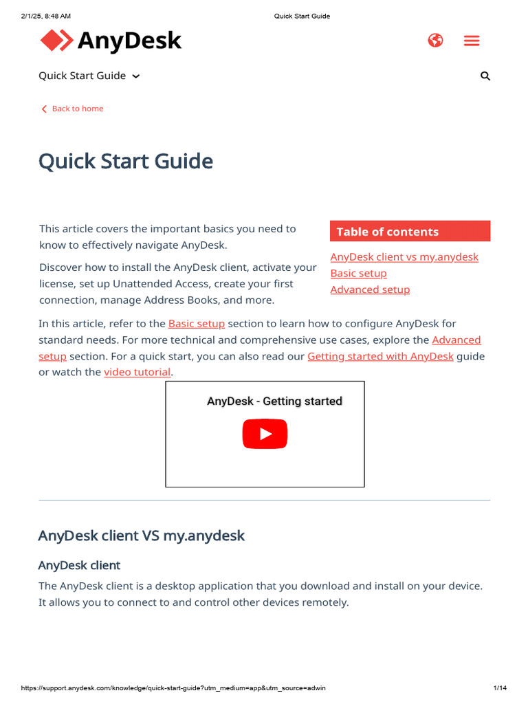 AnyDesk Quick Start Guide | PDF | Login | Superuser