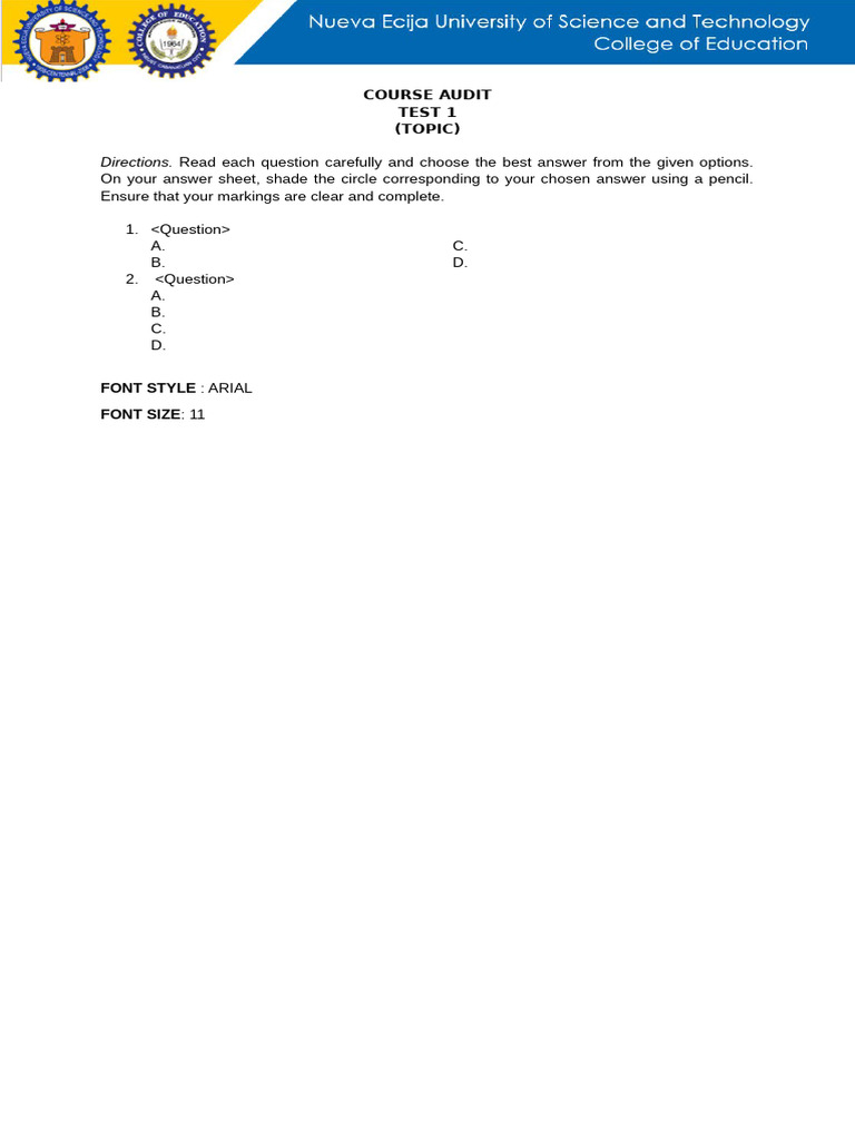 Course Audit Test Instructions | PDF