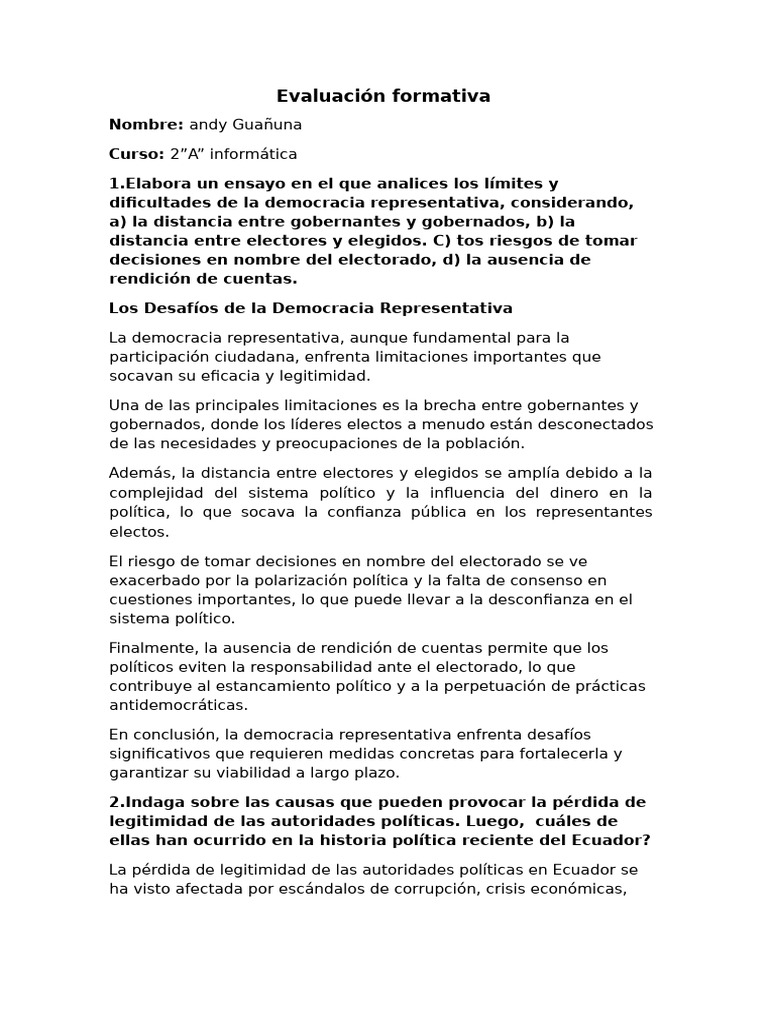 Desafíos de la Democracia Representativa | PDF | Democracia ...