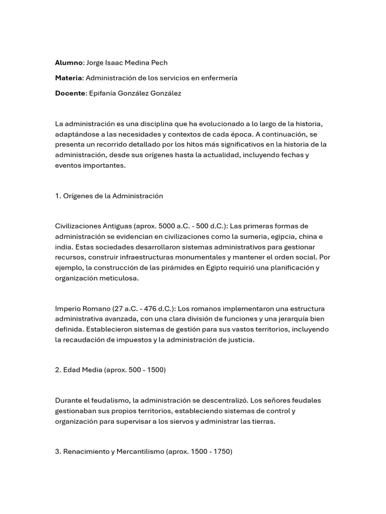 Evolución de la Administración a lo Largo del Tiempo | PDF