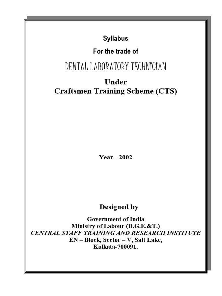 Dental Laboratory Technician Syllabus | PDF | Dentures | Orthodontics
