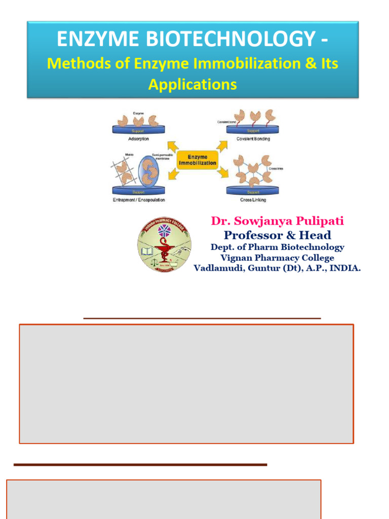 Enzyme Immobilization Techniques Overview | PDF | Enzyme | Adsorption