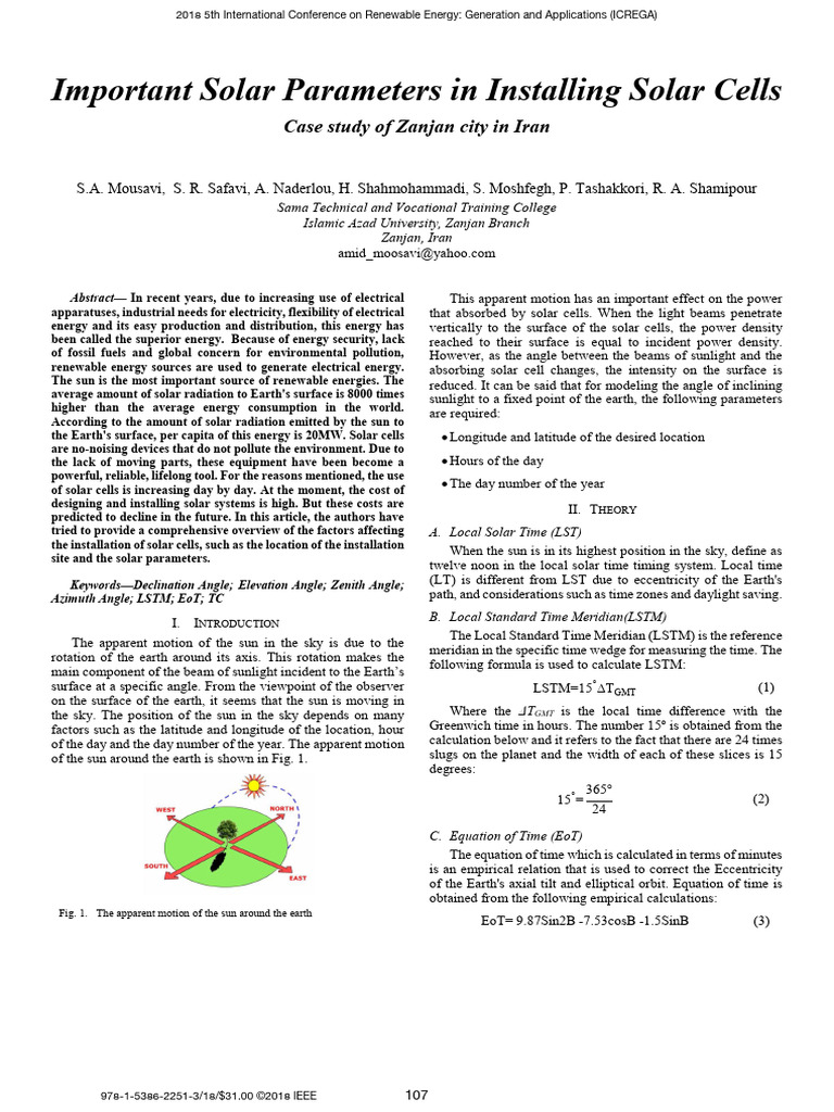 Important Solar Parameters in Installing | PDF | Physical Sciences