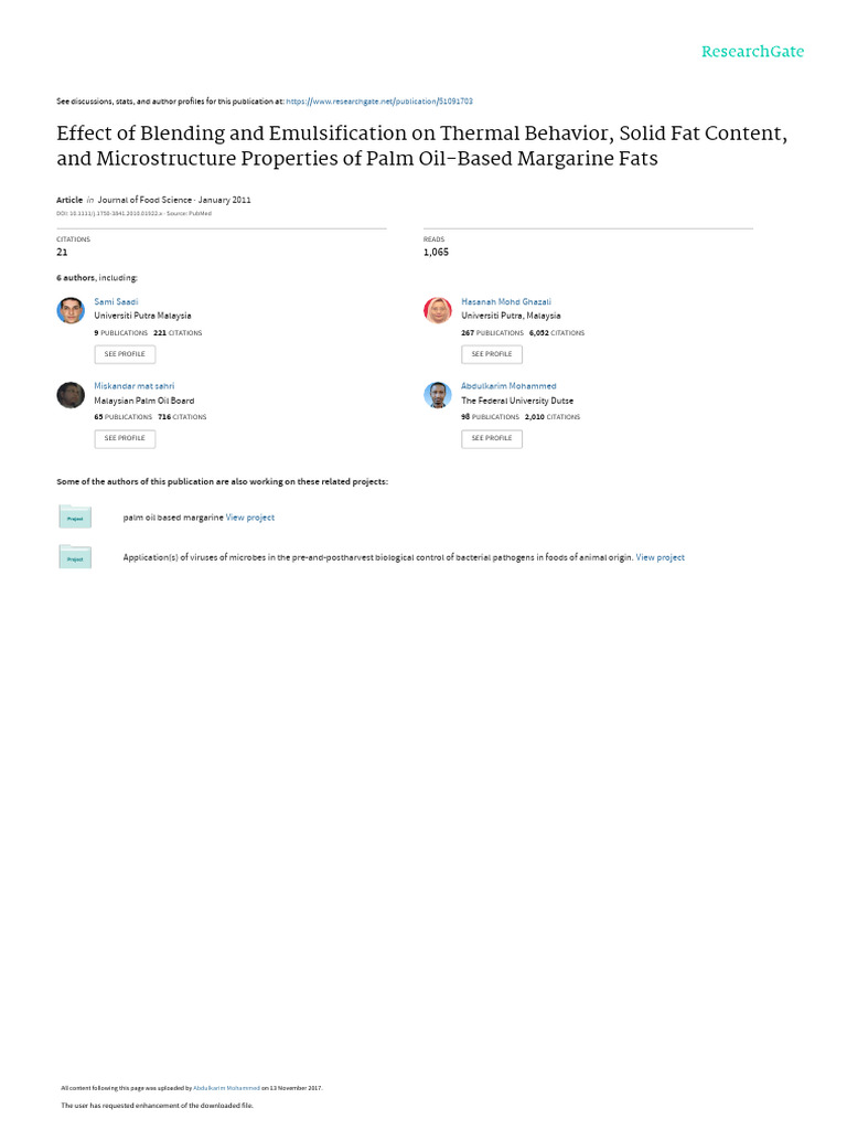 EffectofBlendingandEmulsificationonThermal | PDF | Emulsion | Margarine