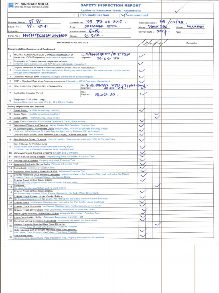 Checklist PP-EX41 | PDF