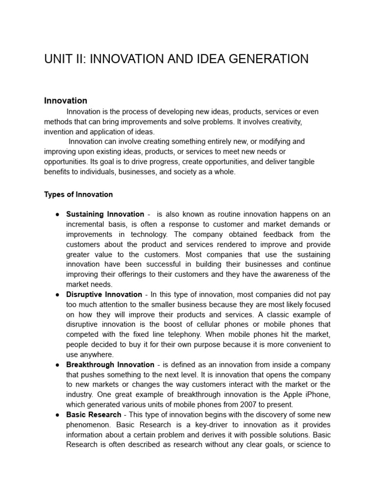 Innovation and Idea Generation Strategies | PDF | Innovation | Market ...