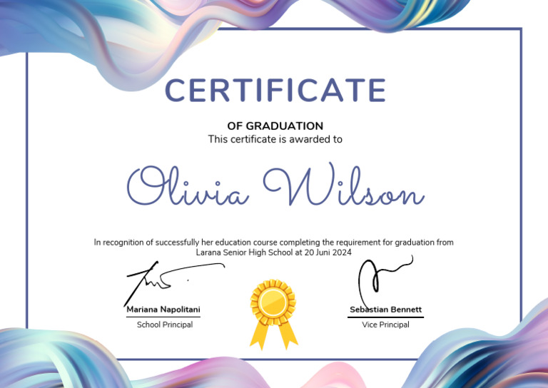 White Blue Modern Minimalist Graduation Senior High School Certificate ...