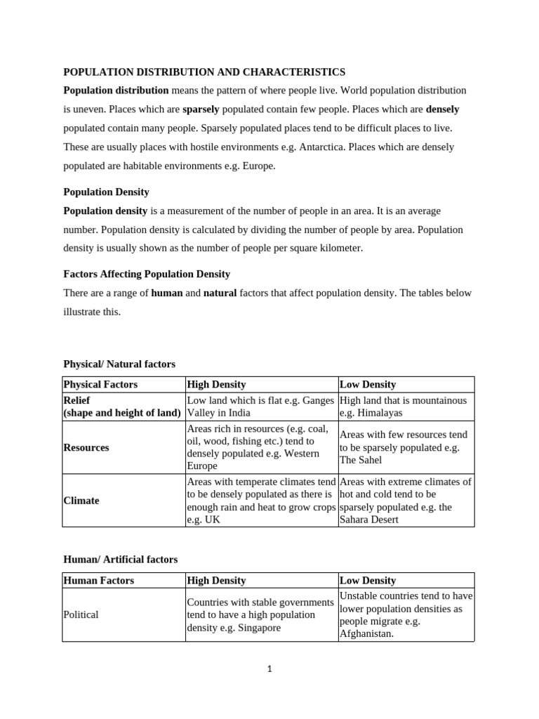 Understanding Population Distribution Factors | PDF | Population ...