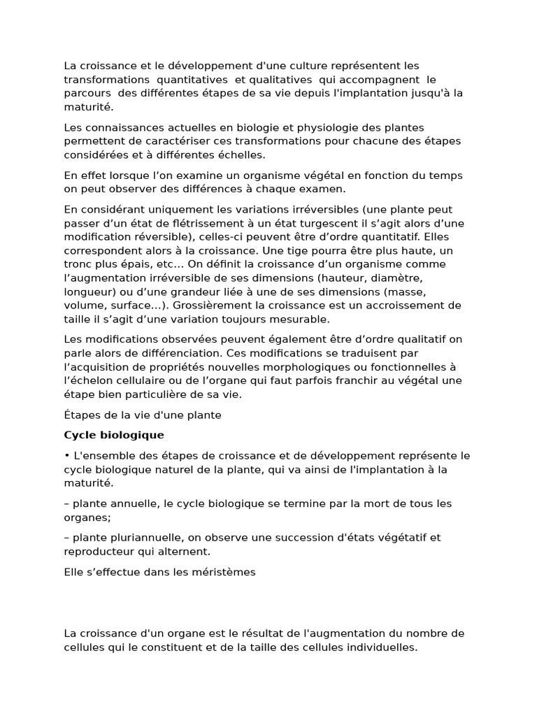 Croissance et développement des plantes | PDF | Germination | Auxine