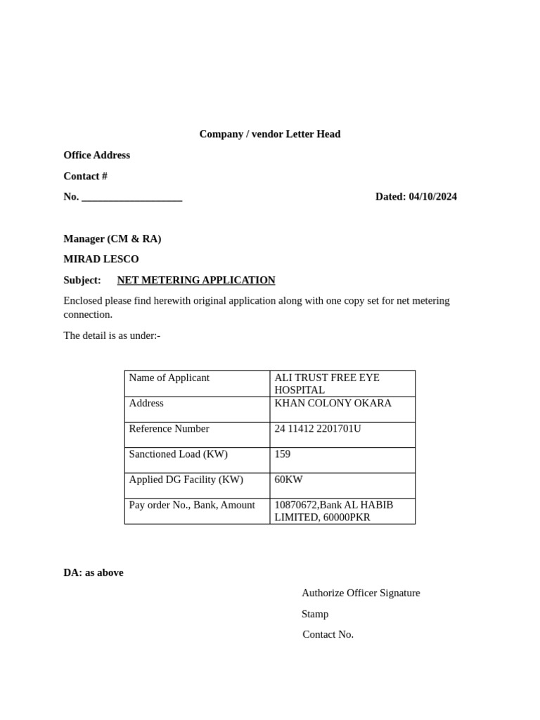 Net Metering Application Submission | PDF