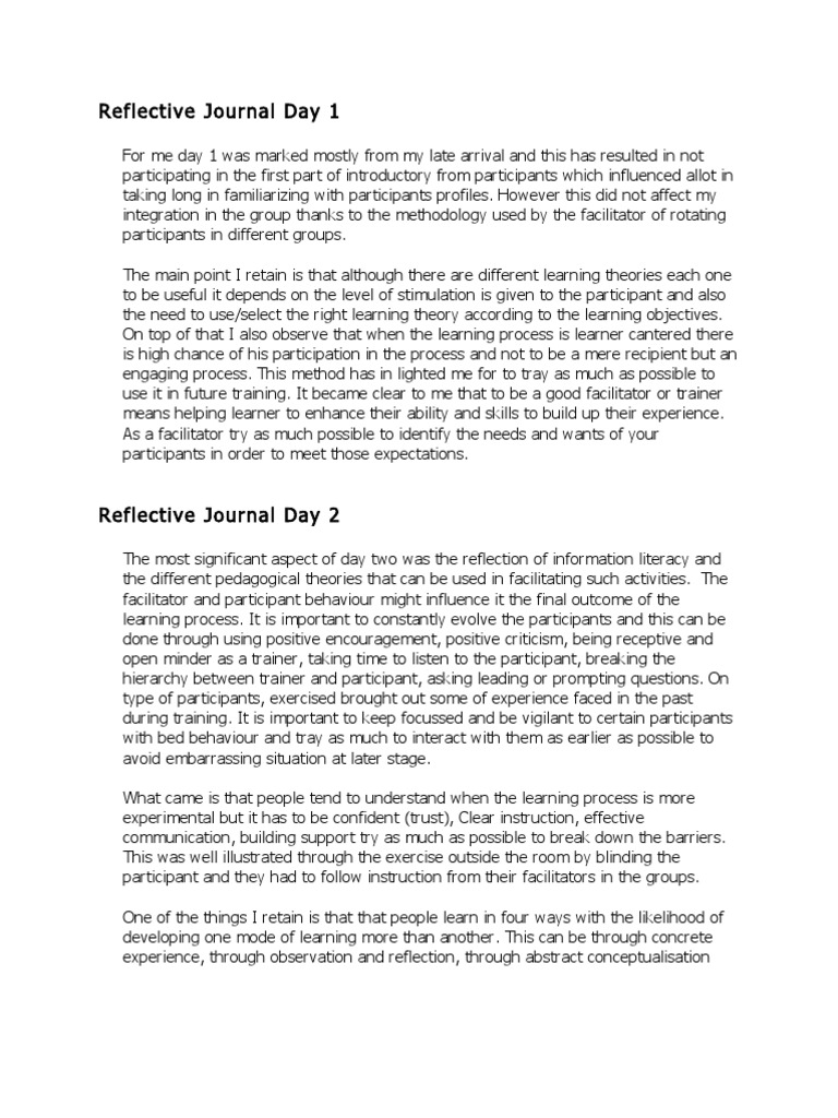 Day 1 Reflections in B.Ed Training | PDF | Facilitator | Learning ...