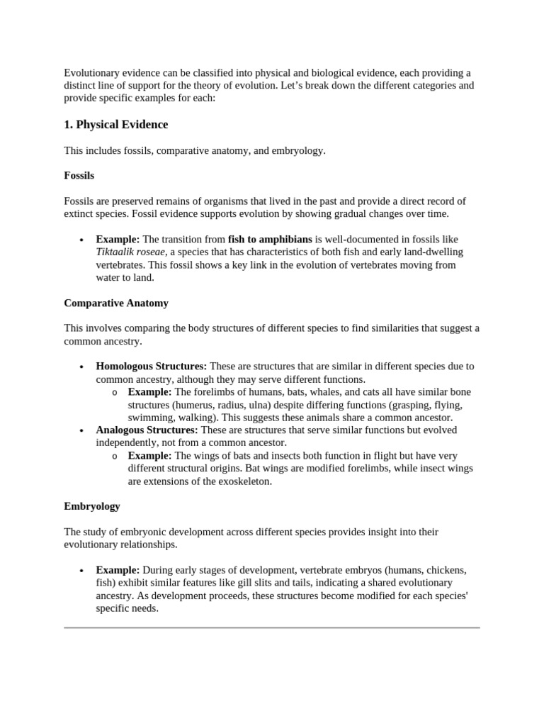 Evidence of Evolution Factsheets | PDF | Homology (Biology) | Evolution