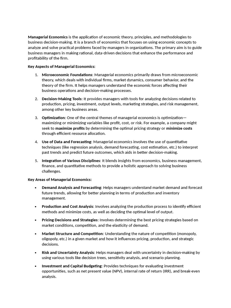 Managerial Economics: Key Concepts & Tools | PDF | Demand | Elasticity ...