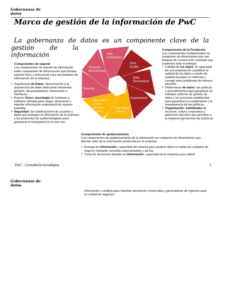 Gobernanza de Datos: Marco y Componentes | PDF | Gobernancia | Datos