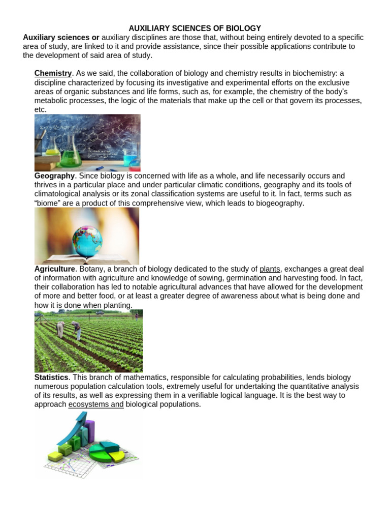 Auxiliary Sciences in Biology | PDF | Science | Knowledge