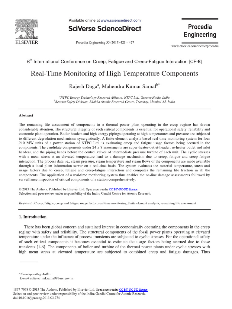 Real time monitoring of high temoperature components | PDF | Creep ...
