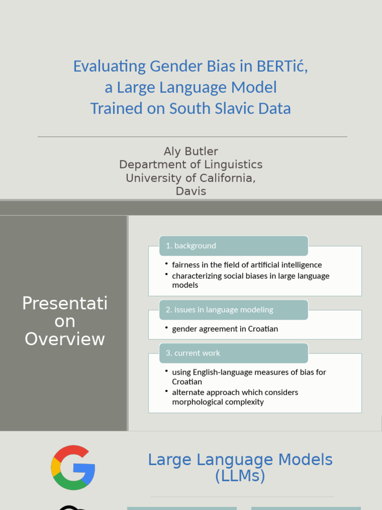 Butler - Evaluating Gender Bias in BERTic | PDF | Learning ...