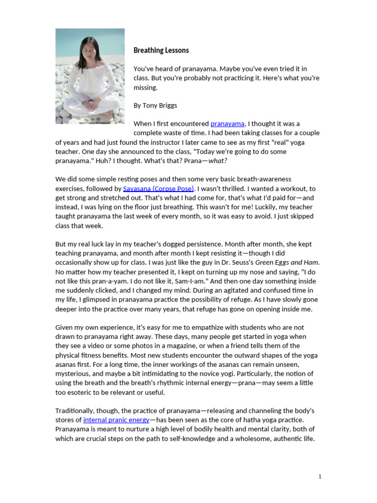 Breathing Lessons | PDF | Breathing | Asana