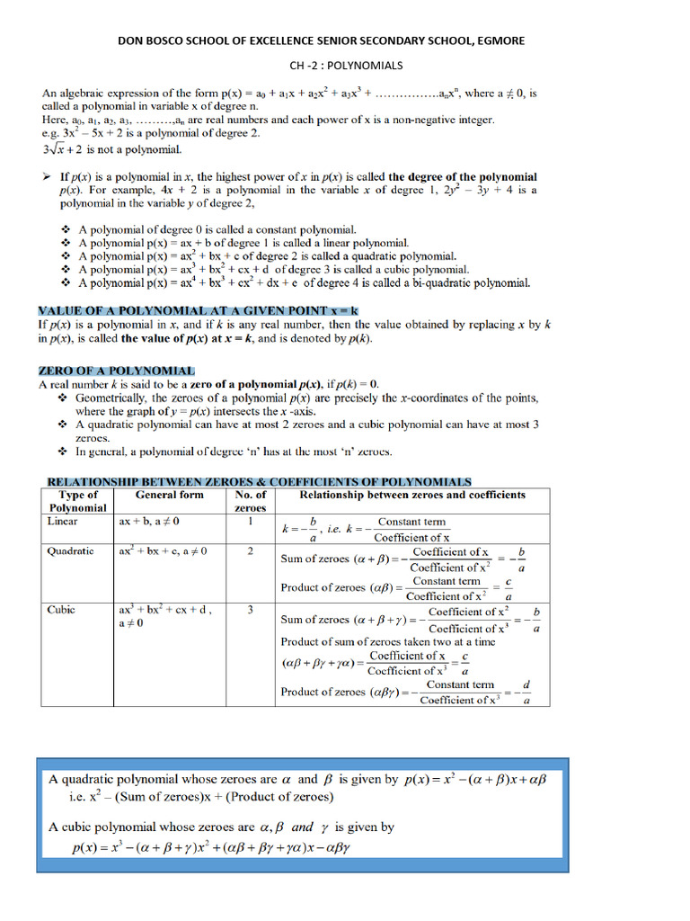 CL10 - Maths CH 2 - 3 - 4 | PDF