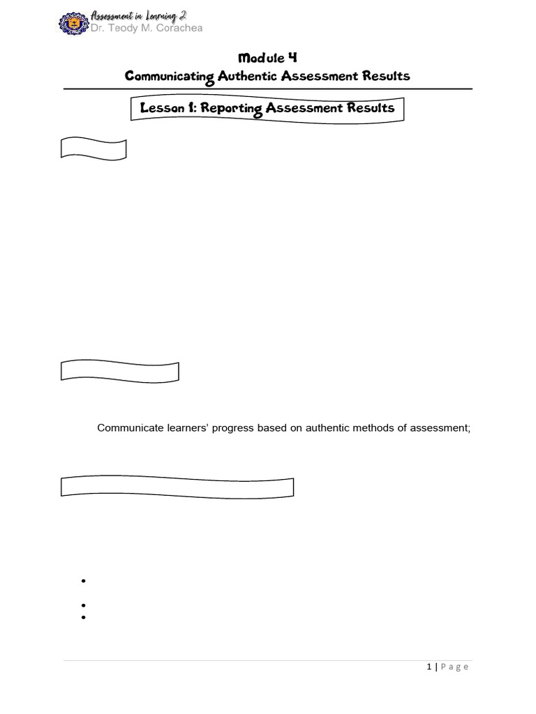Communicating Authentic Assessment Results | PDF | Educational ...