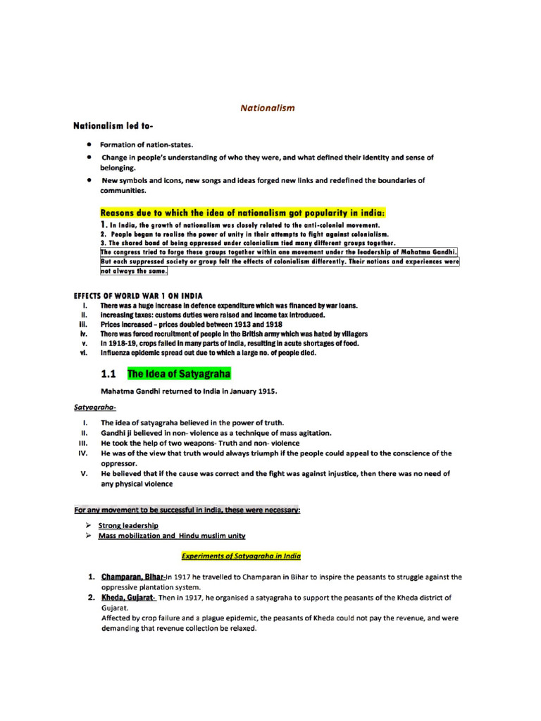 Impact of Nationalism and Satyagraha in India | PDF | Mahatma Gandhi ...