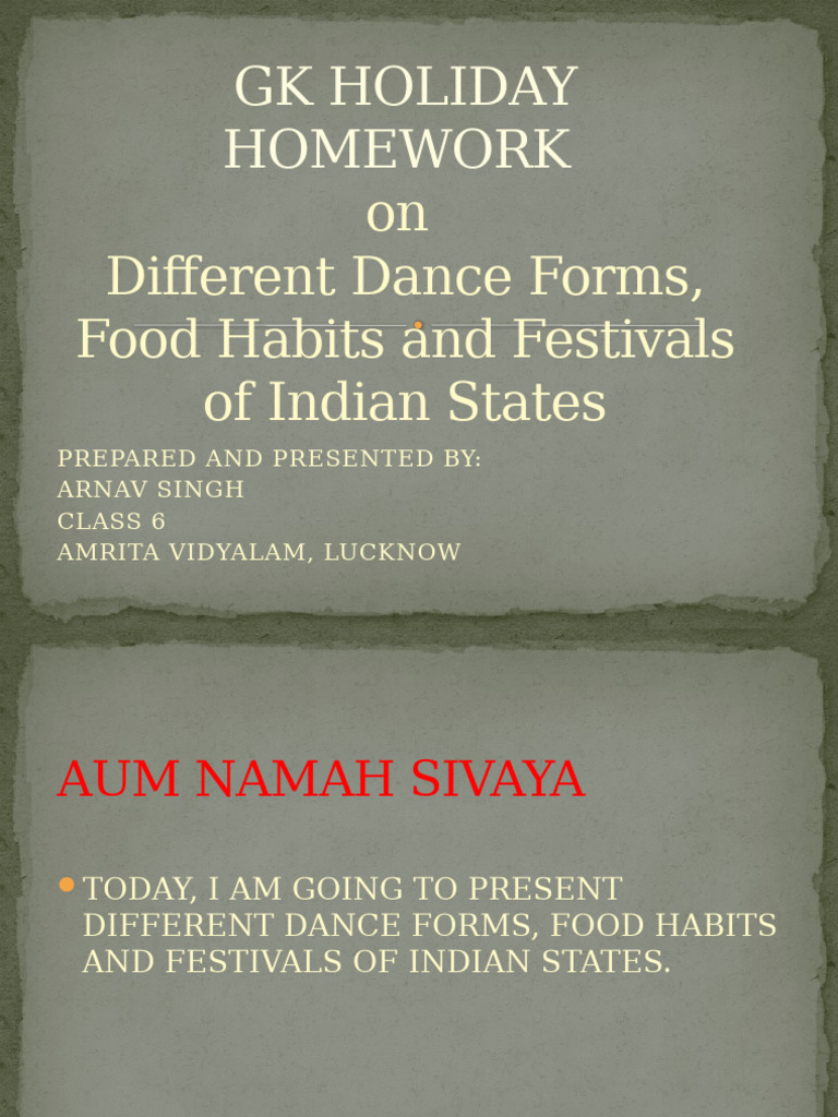 GK Holiday Homework: On Different Dance Forms, Food Habits and ...