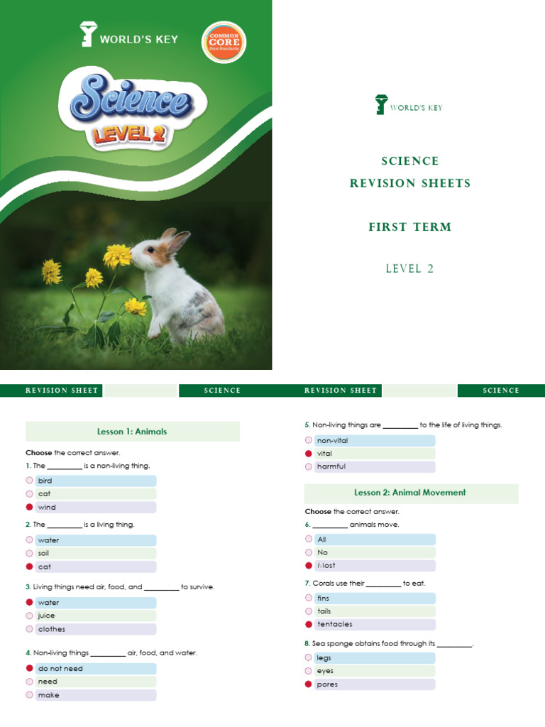 Science Revision Sheets Level 2 | PDF | Plants | Atmosphere Of Earth