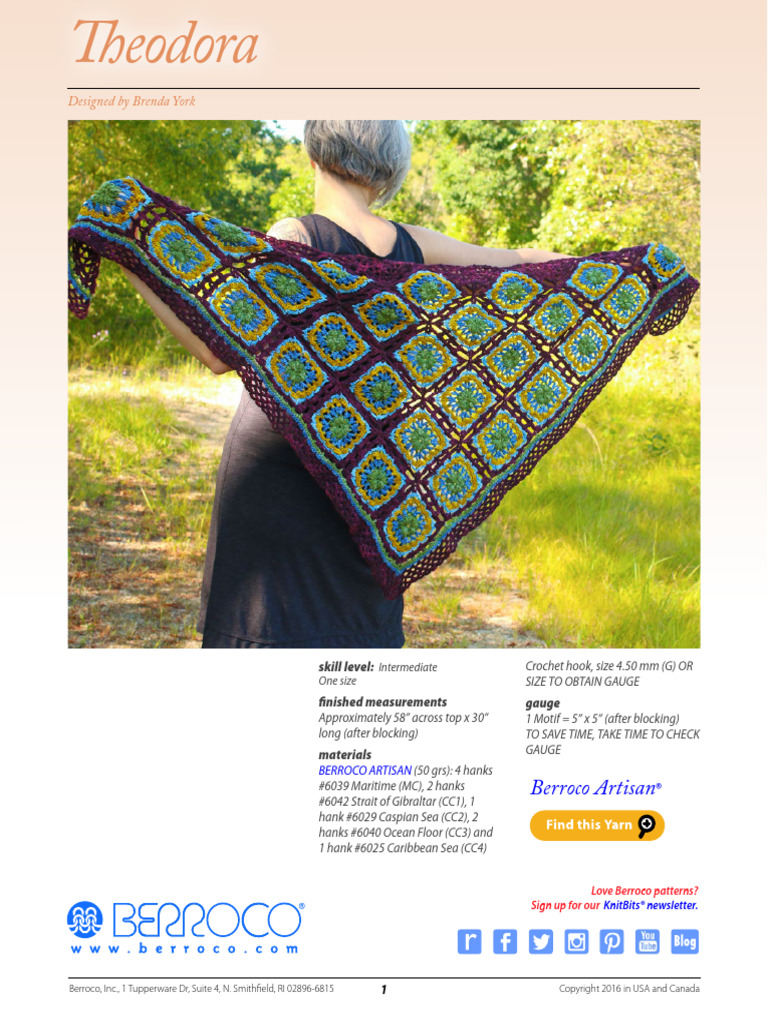 Berroco FreePattern Theodora | PDF | Crochet | Folk Art