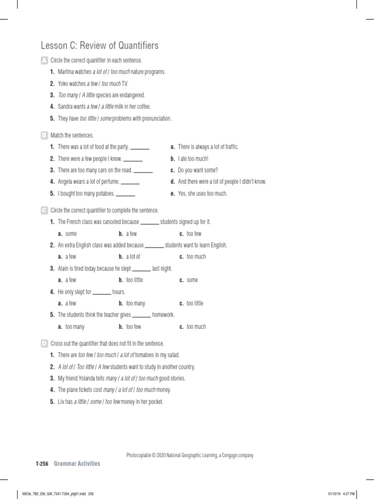 World English 3e Level 2 Grammar Activities Unit 8 Lesson C | PDF