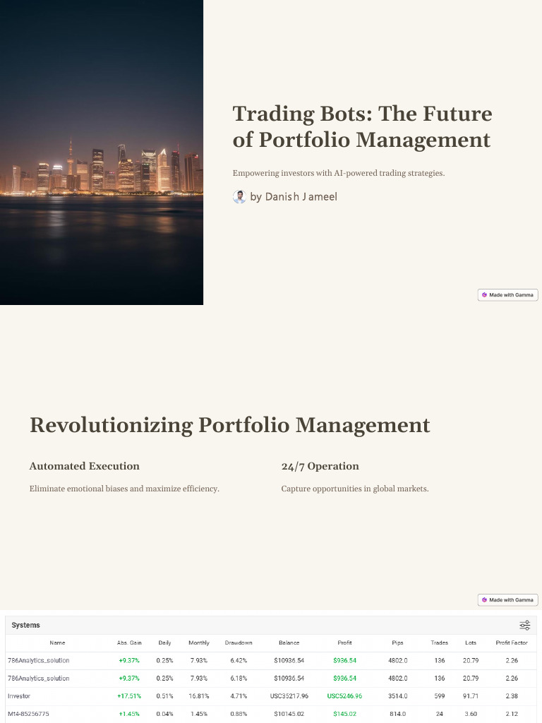 Trading Bots The Future of Portfolio Management | PDF