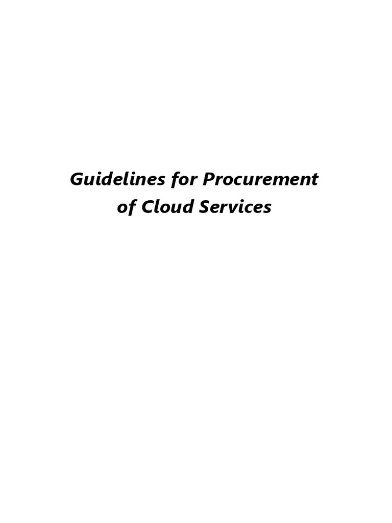 Guidelines For Procurement of Cloud Services - V 2.0 | PDF | Cloud ...