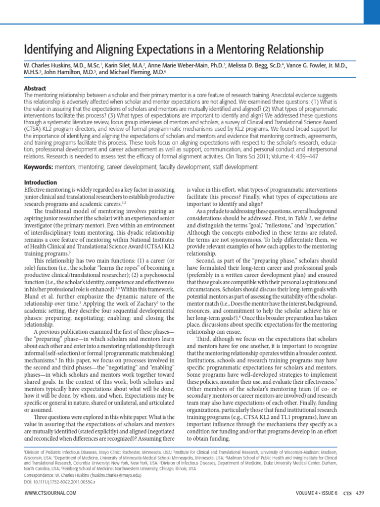 Aligning Expectations in Mentoring | PDF