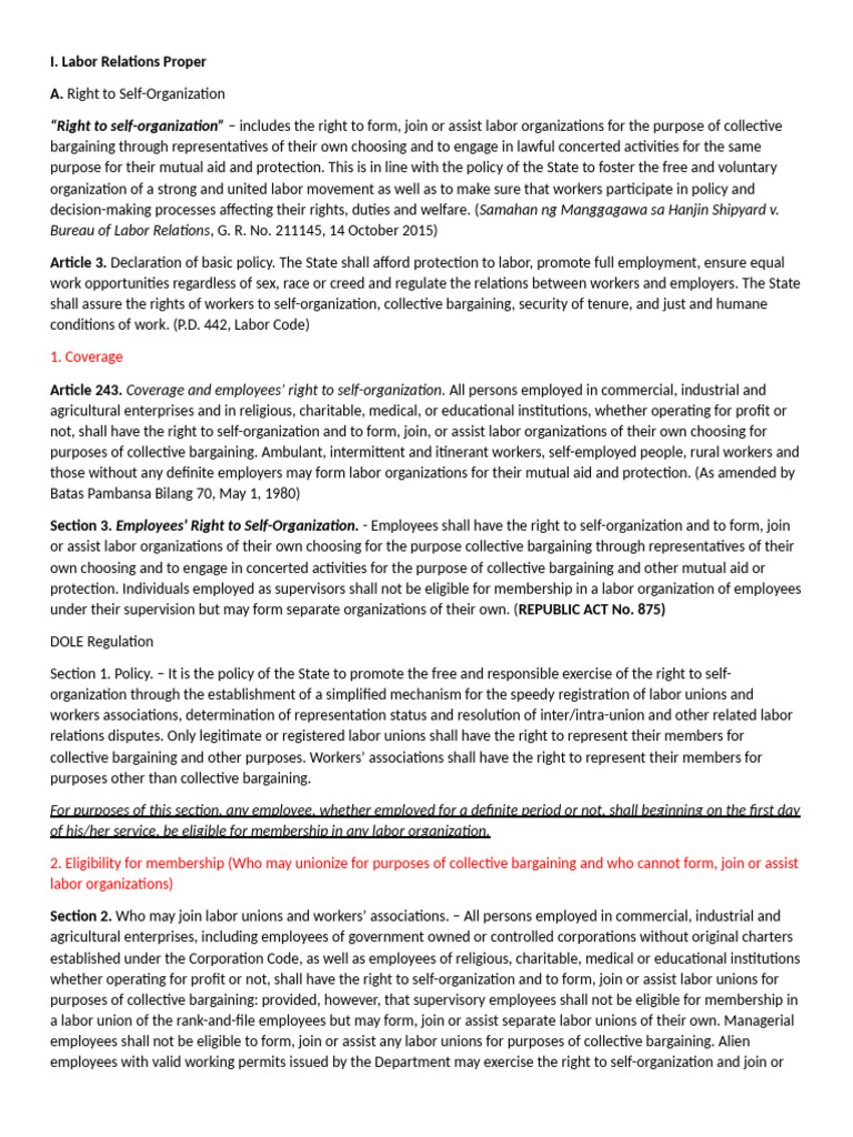 Employee Rights to Self-Organization | PDF | Employment | Trade Union