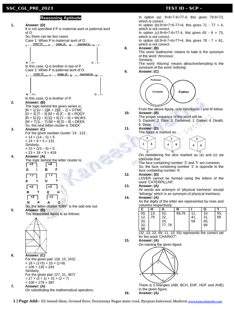SSC CGL 2023 Exam Prep Guide | PDF | Verb | Area